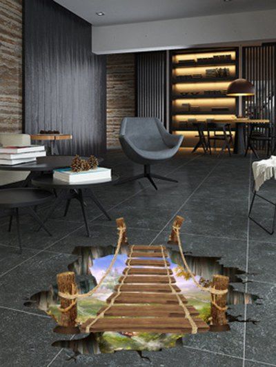 

3D Bridge Pattern Floor Sticker, Multi-a