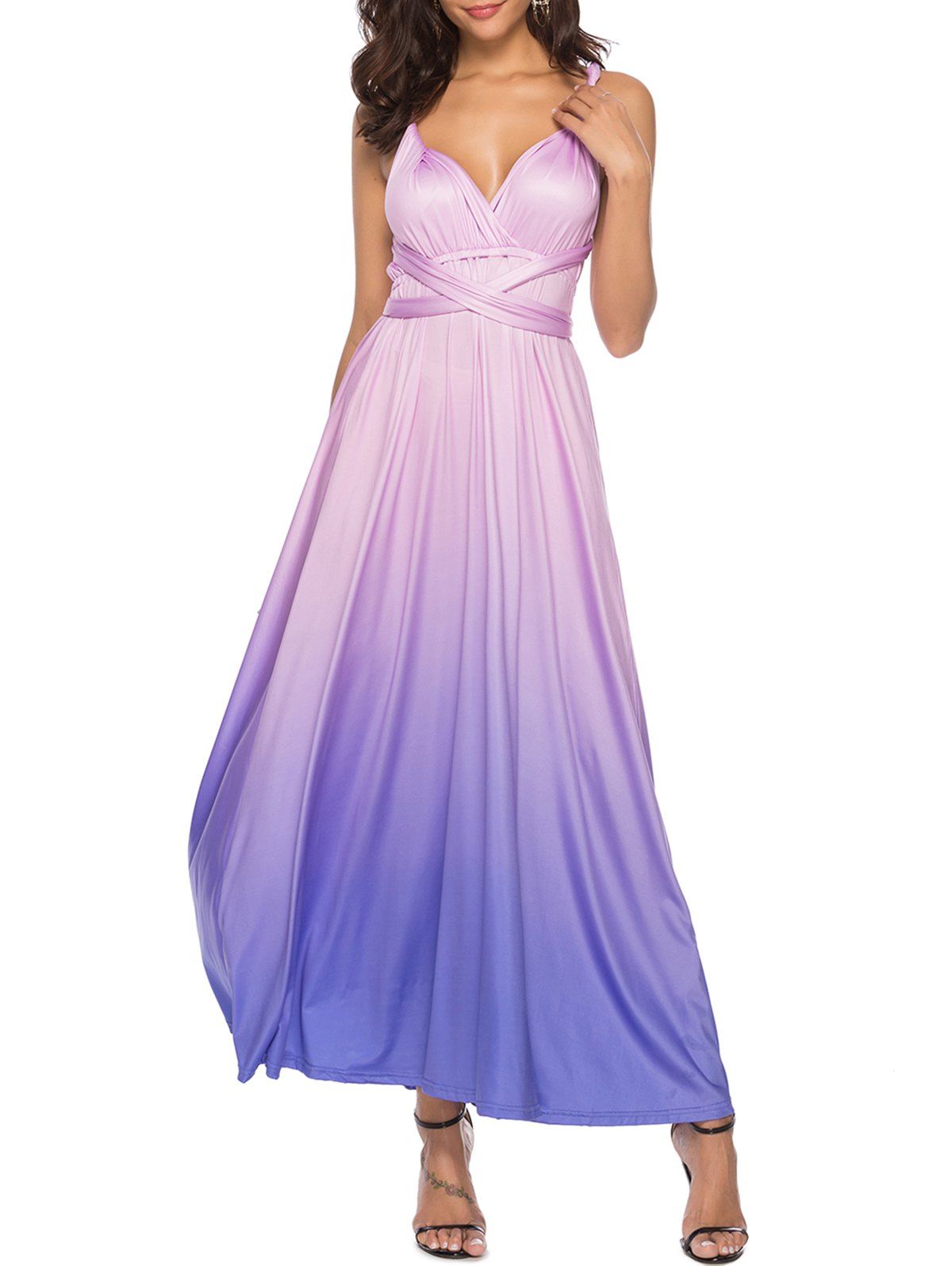 

Ombre Convertible Maxi Prom Dress, Purple