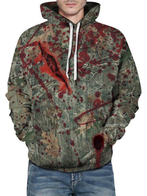 

Wound Bloodstain Printed Hoodie, Sea turtle green