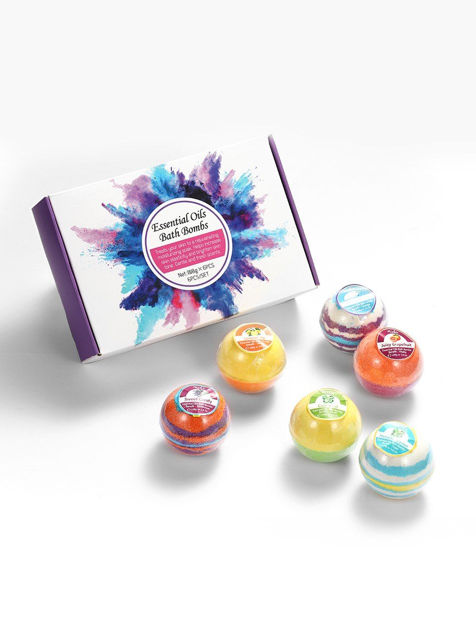 

6Pcs Bath Salt Ball Set, Multi-a