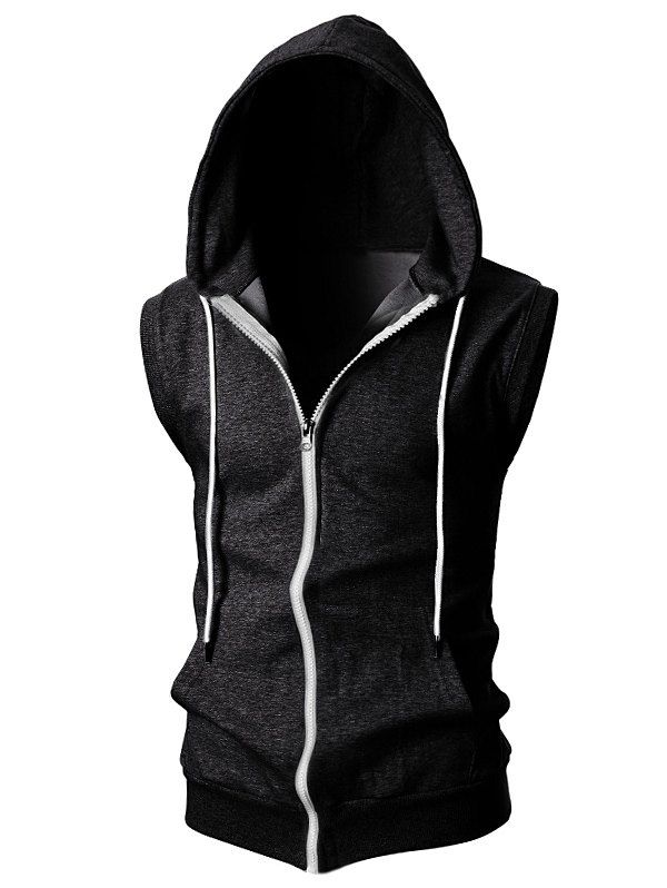 solid color pleated sleeve long fleece hoodie