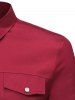 Chemise Décoration Boutonnée à Manches Longues avec Fausse Poche - Rouge Vineux M