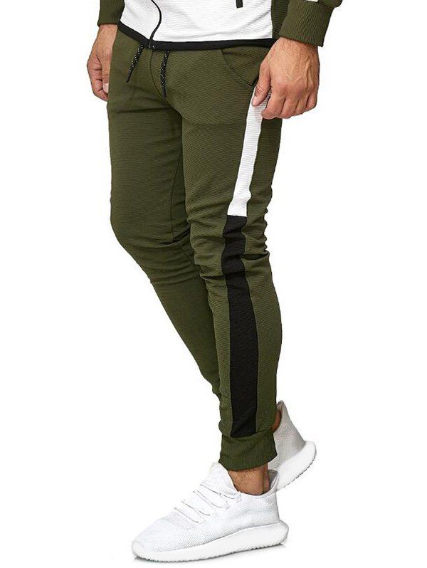 

Color Block Leisure Jogger Pants, Army green