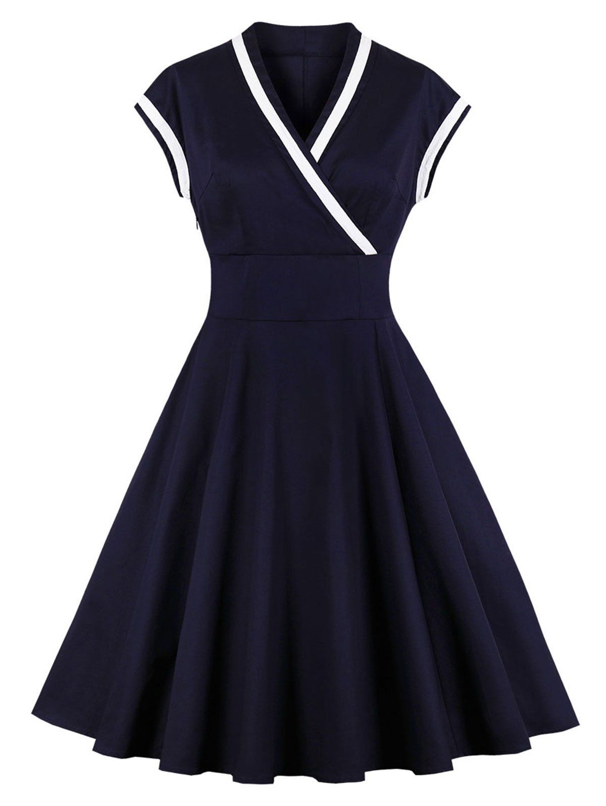 

Fit and Flare Surplice Vintage Dress, Midnight blue