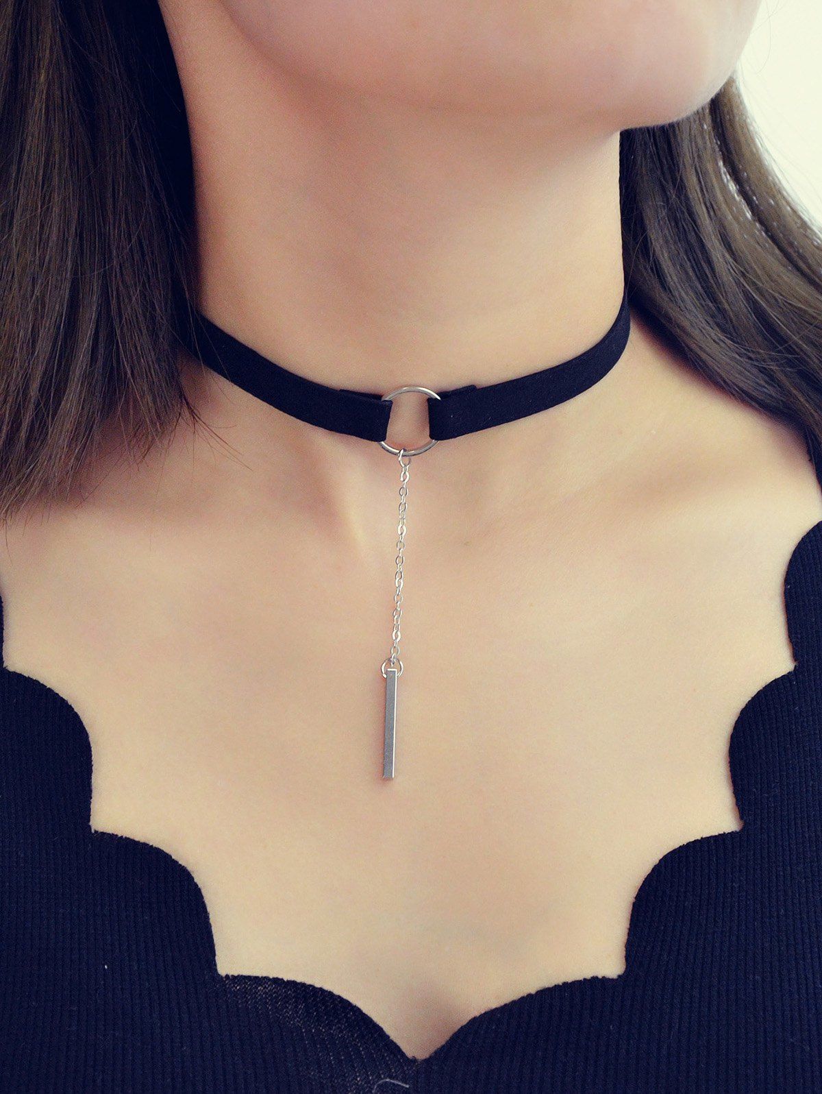 Minimalist Bar Pendant O Ring Choker Necklace 32 Off Rosegal