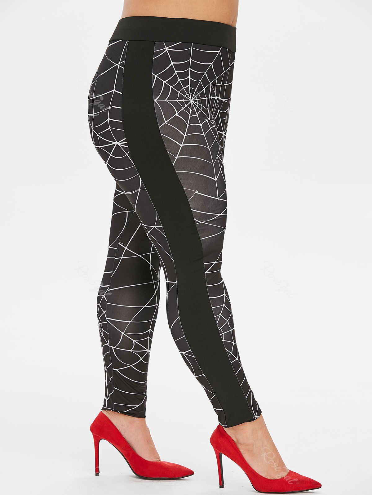 Plus Size High Rise Spider Web Print Halloween Leggings 50 Off Rosegal 2983