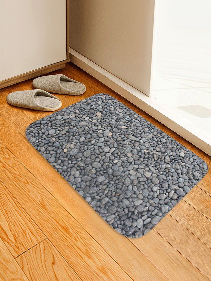 

3D Stone Print Pattern Floor Mat, Mist blue