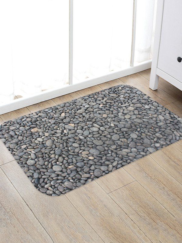 

3D Stone Print Pattern Floor Mat, Mist blue
