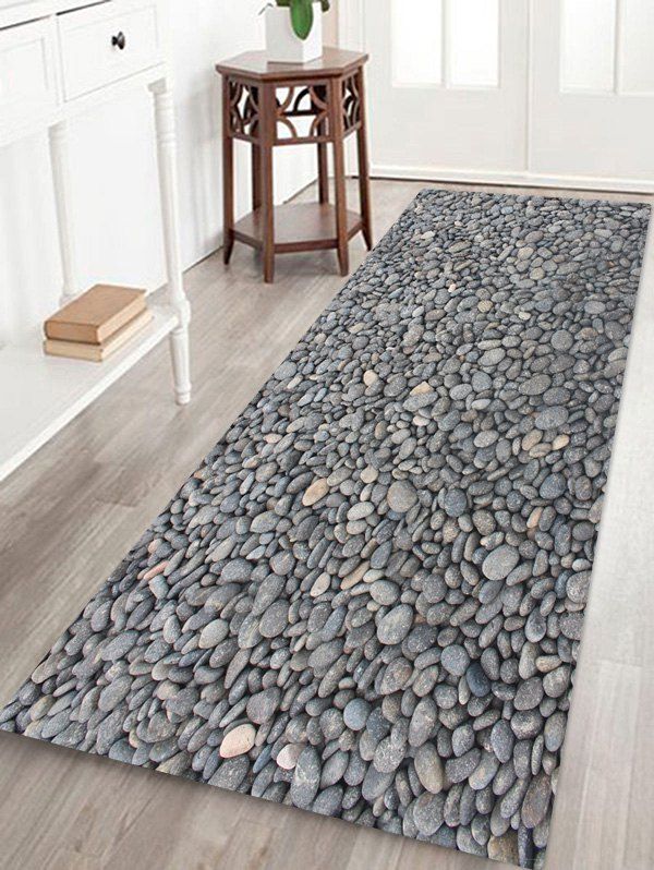 

3D Stone Print Pattern Floor Mat, Mist blue