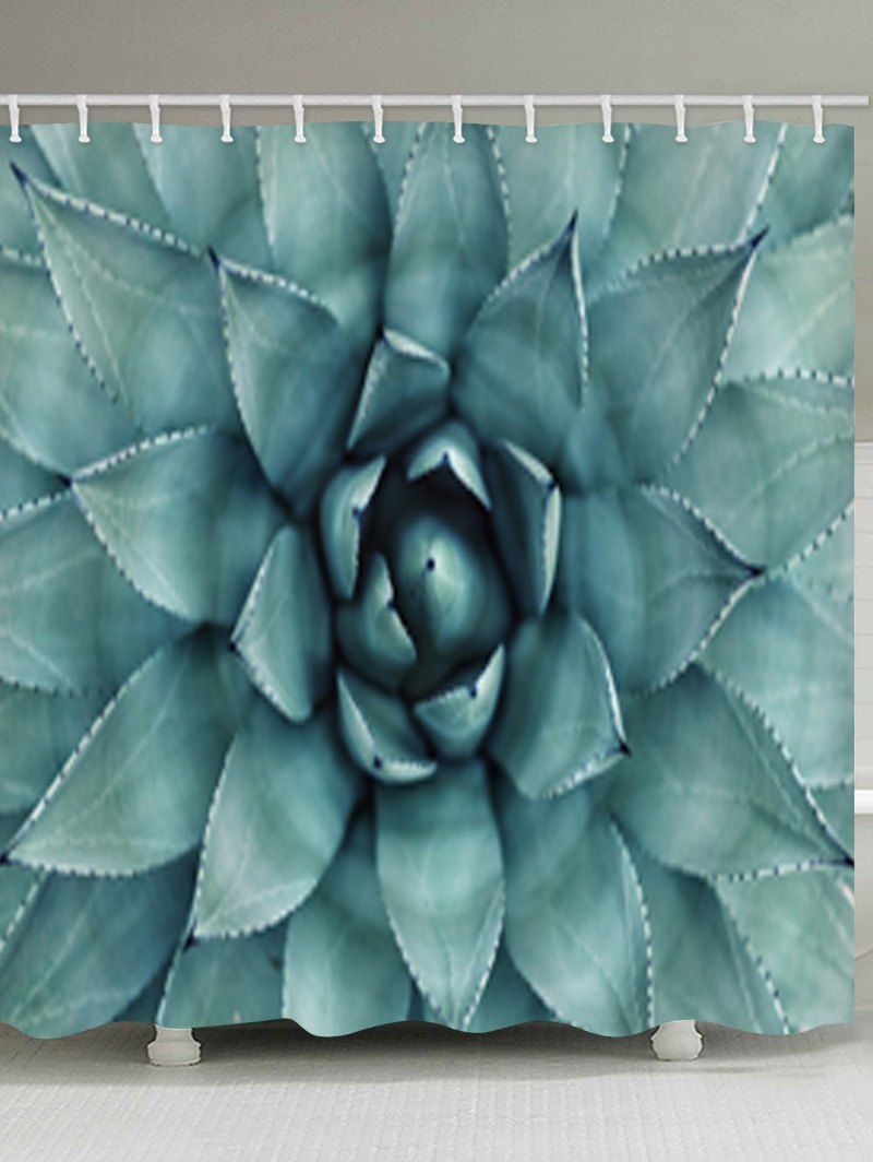 

Succulent Plant Printed Waterproof Bathroom Shower Curtain, Light sky blue