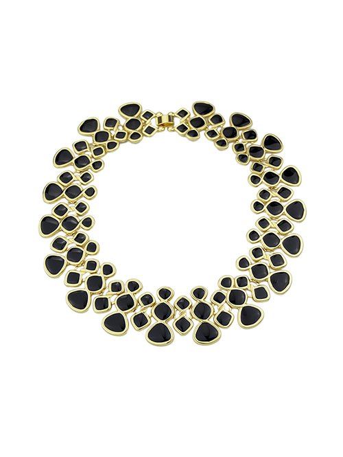 

Vintage Drop Glazed Geometric Statement Necklace, Black