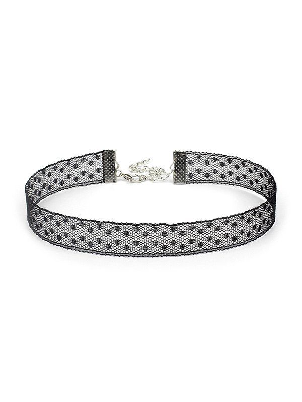 

Hollow Out Dots Lace Choker Necklace, Black