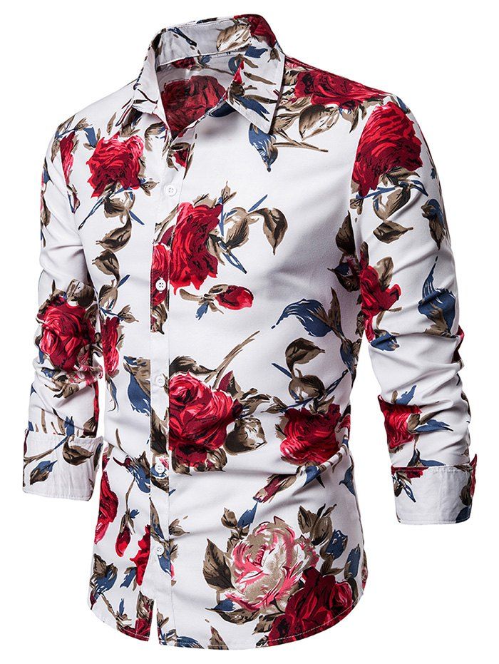 

Flower Print Button Down Vintage Shirt, Multi