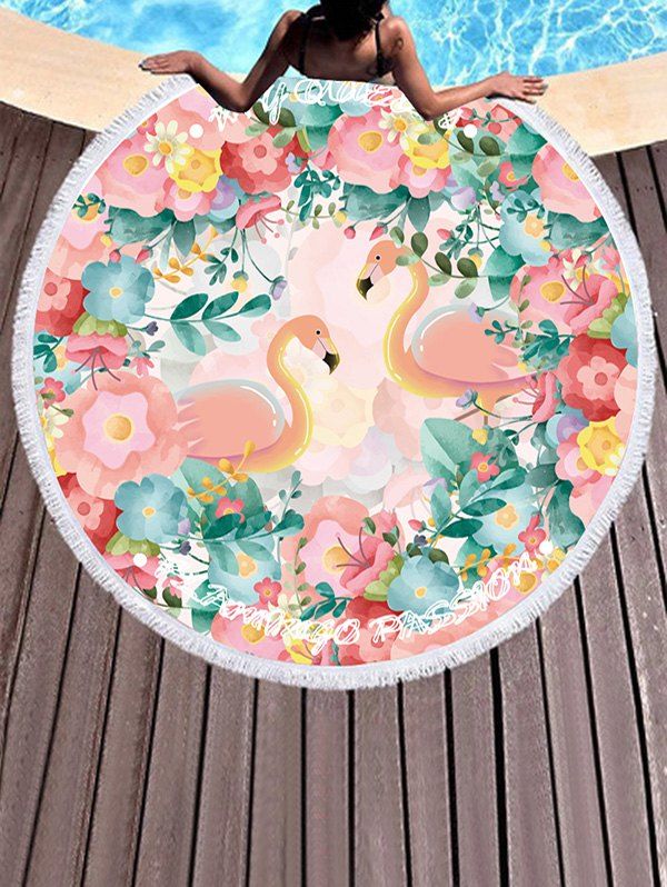 

Flamingo Pattern Print Beach Towel, Multi-c