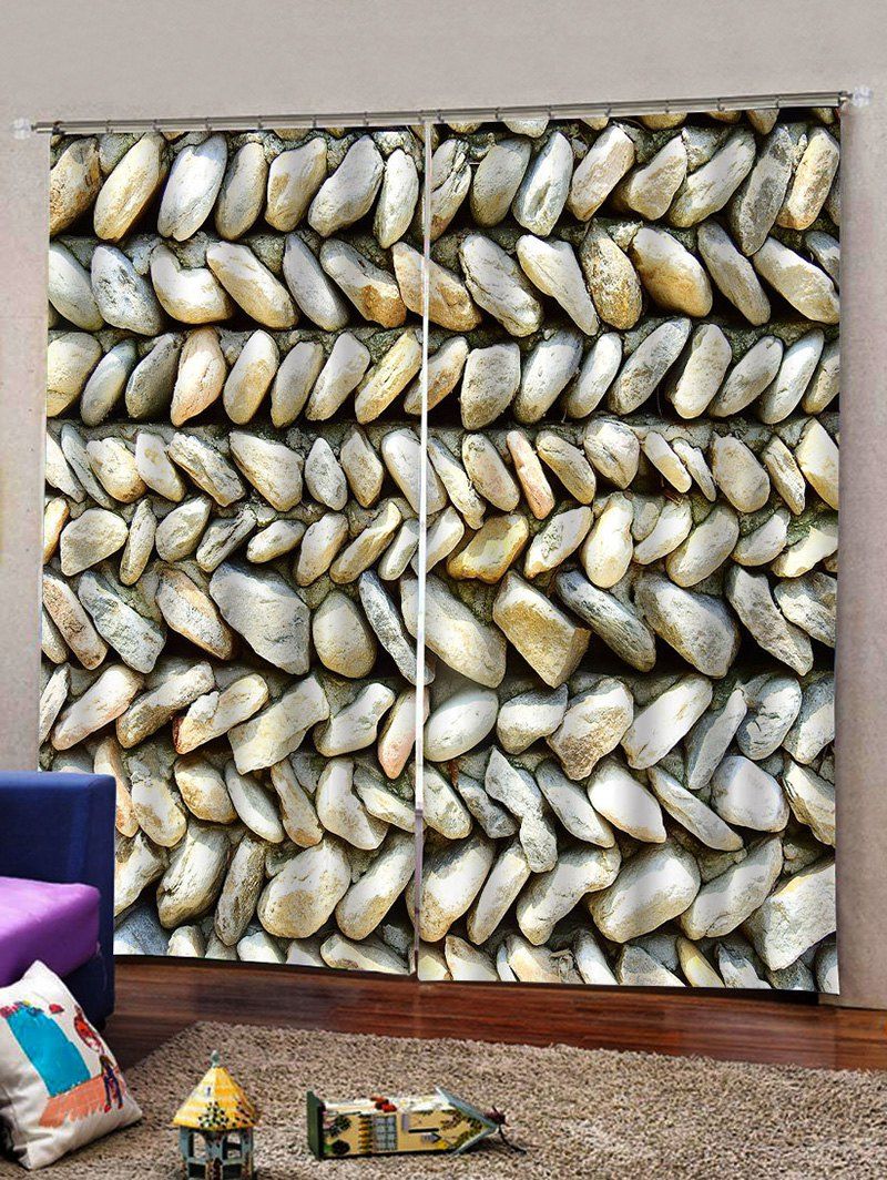 

2Panels 3D Digital Printing Stone Window Curtain, Multi