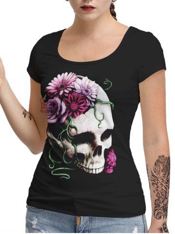 

Halloween Skull Print Distressed Short Sleeve T-shirt, Multi-a