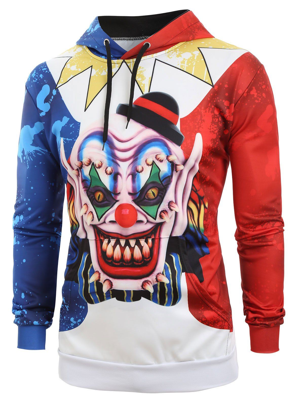 

Halloween Demon Colorblock Painting Print Kangaroo Pocket Hoodie, Multi