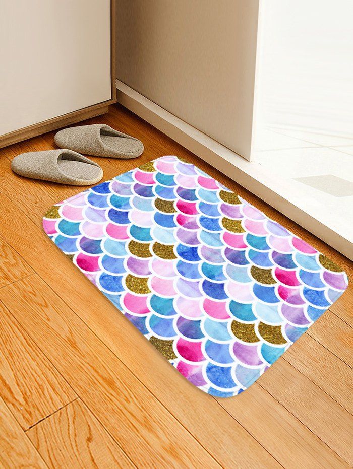 

Mermaid Scales Printed Floor Mat, Multi-c