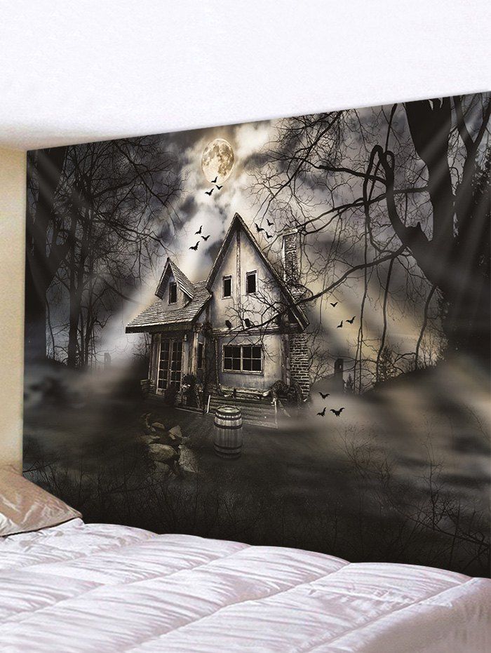 

Halloween Moon Night House Print Tapestry Wall Hanging Art Decoration, Multi