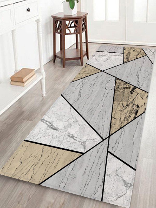 

Geometric Marble Printed Floor Mat, Multi-a