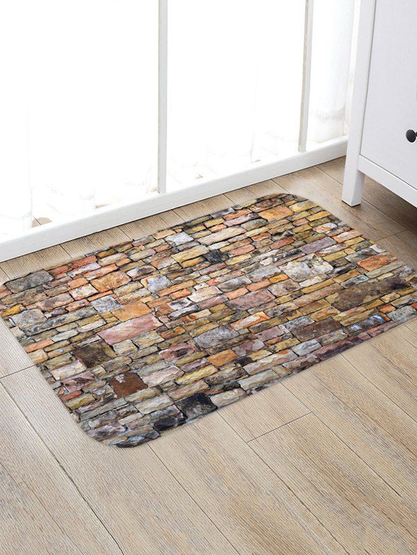 

Brick Wall Printed Floor Mat, Champagne