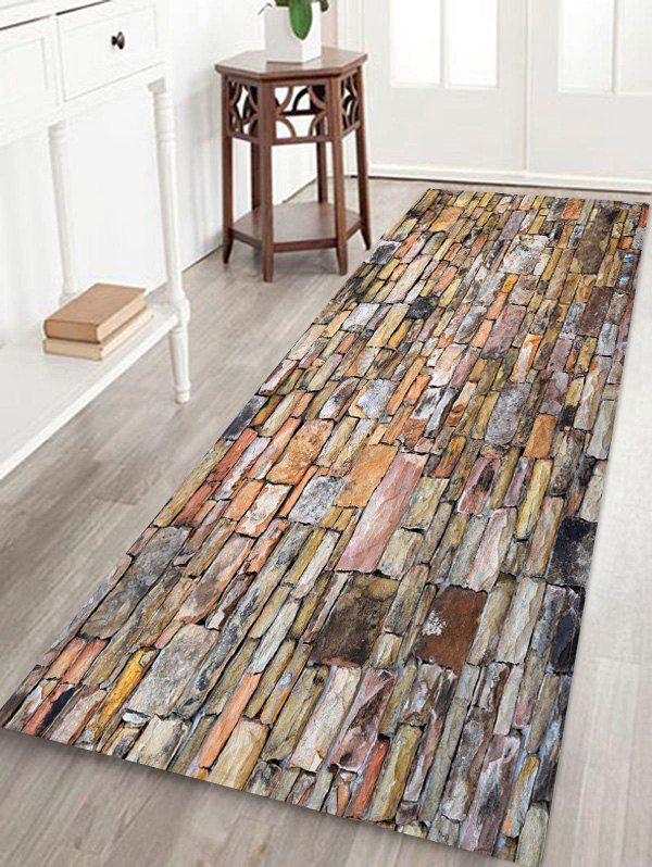 

Brick Wall Printed Floor Mat, Champagne