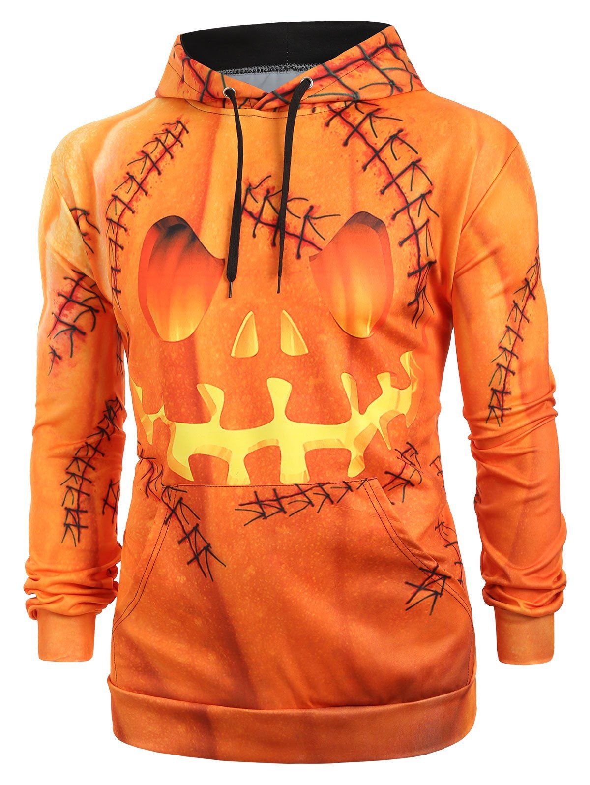 

Halloween Pumpkin Print Kangaroo Pocket Pullover Hoodie, Multi