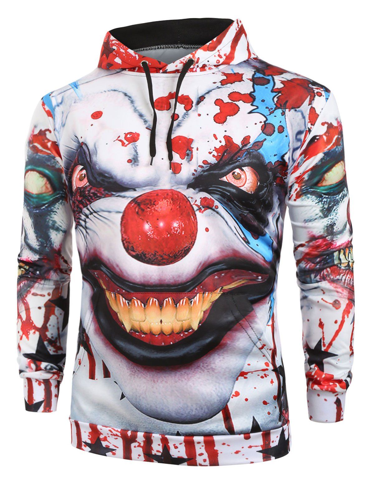 

Halloween Clown Bloody Star Painting Print Pullover Hoodie, Multi