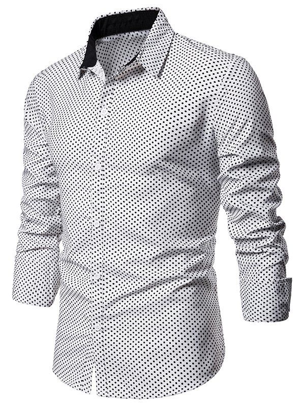 

All Over Polka Dot Print Button Up Shirt, White