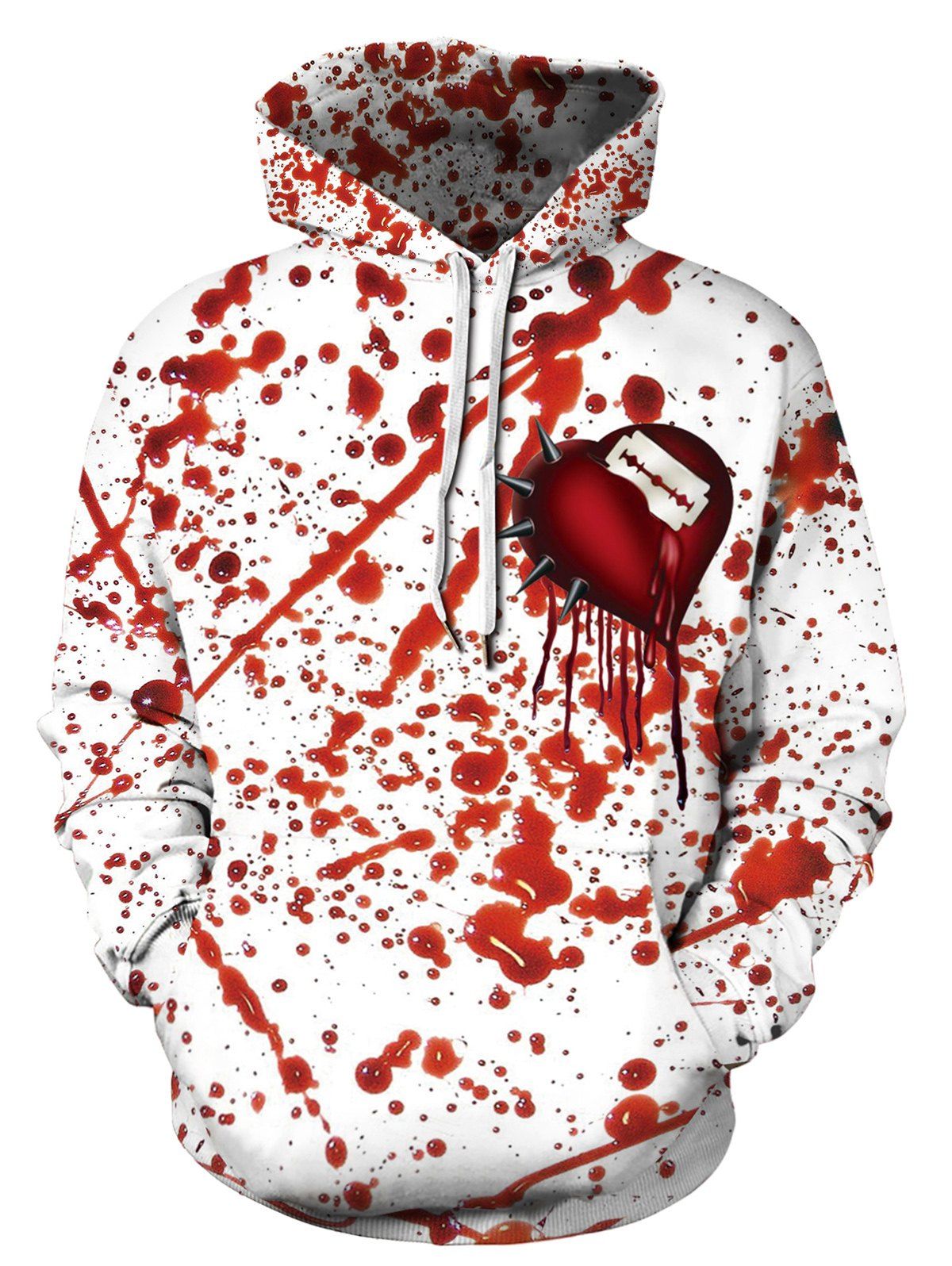 

Halloween Blood Printed Front Pocket Hoodie, Multi