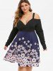 Plus Size Floral Cold Shoulder Surplice Dress -  