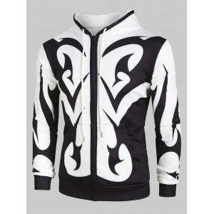 

Abstract Print Zip Up Pockets Hoodie, Multi