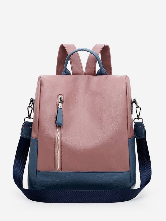 

PU Leather Square Student Backpack, Pink