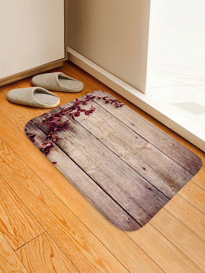 

Branch Wooden Board Pattern Water Absorption Area Rug, Tan