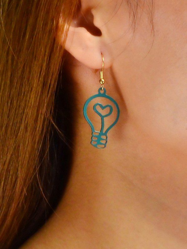 

Hollow Heart Light Bulb Shape Drop Earrings, Green