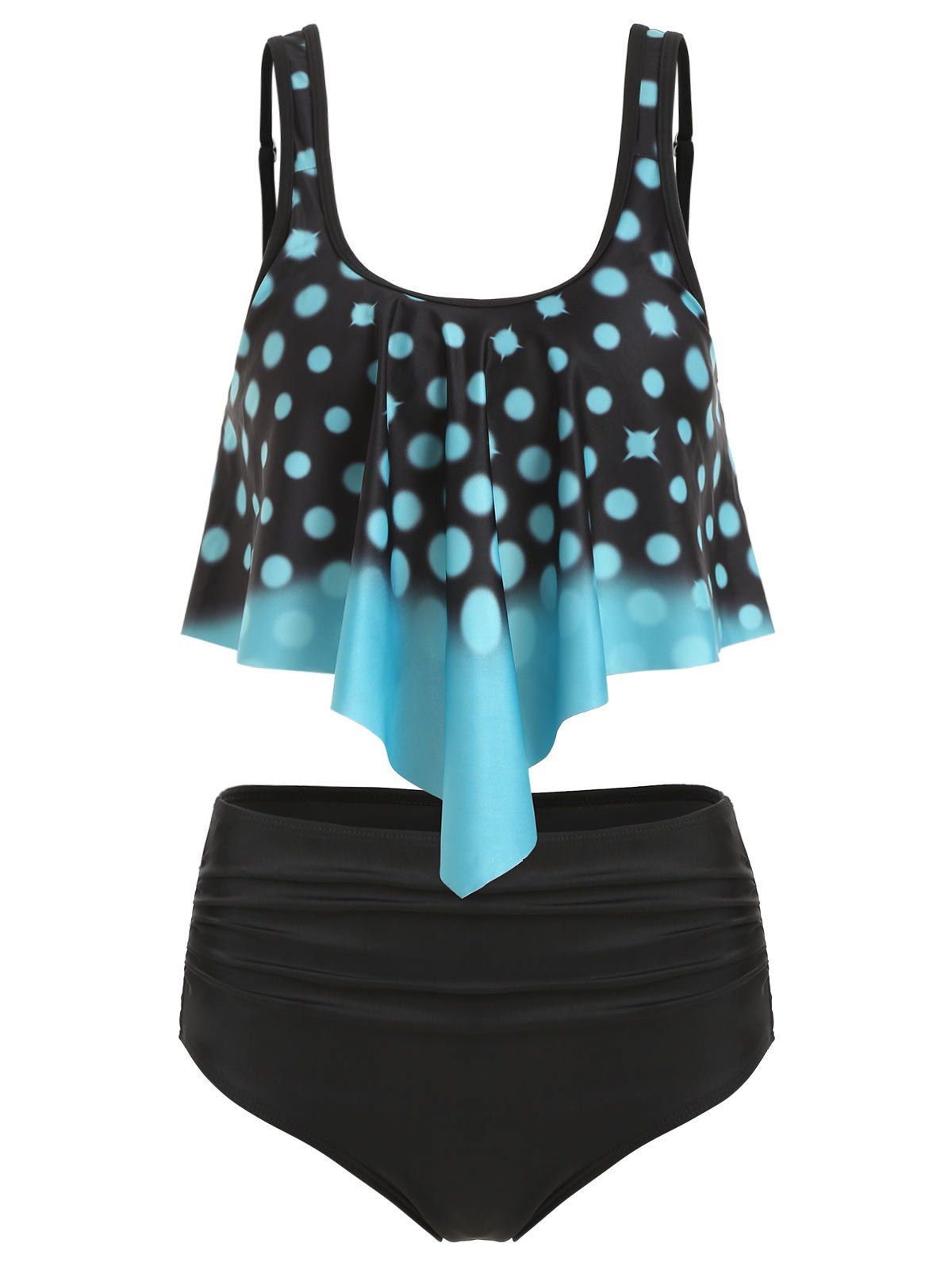 

Polka Dot Overlay Tummy Control Tankini Swimsuit, Turquoise