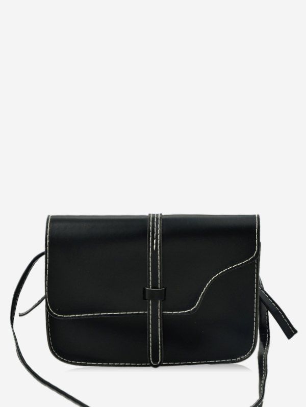 

Simple Strap Accent PU Crossbody Bag, Black