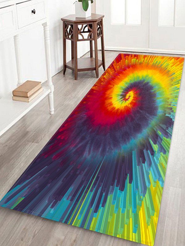 

Swirl Tie Dye Pattern Water Absorption Area Rug, Red