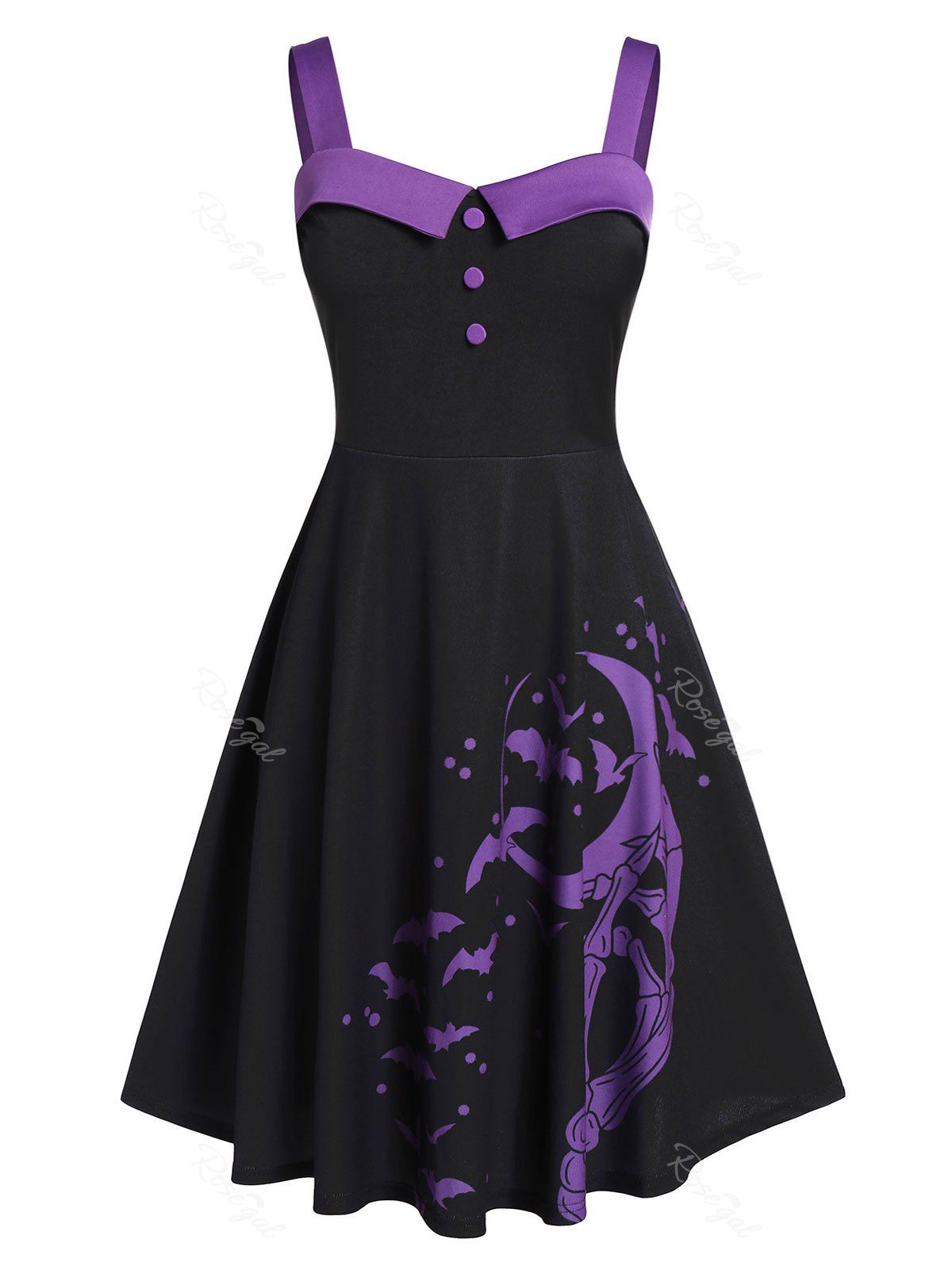 

Plus Size Halloween Bat Print Backless A Line Dress, Purple amethyst