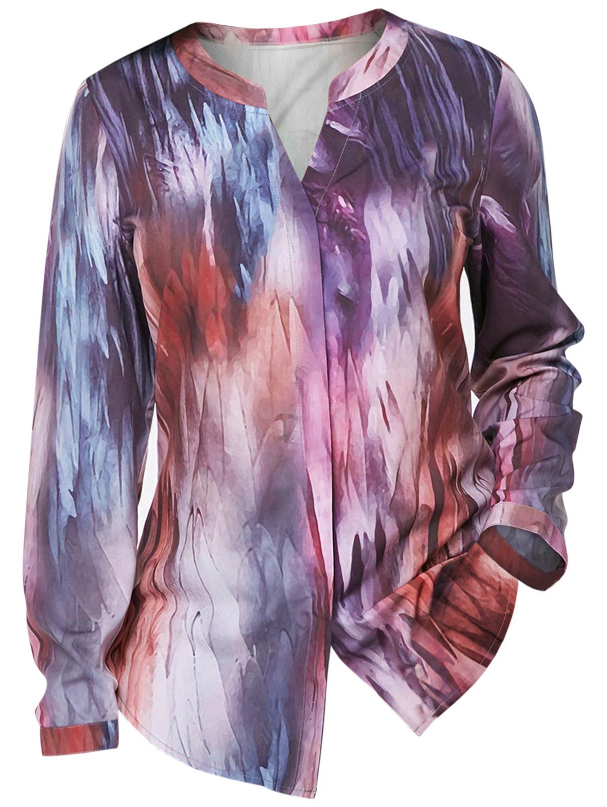 

Tie Dye V-notch Fitted Shirt, Multi