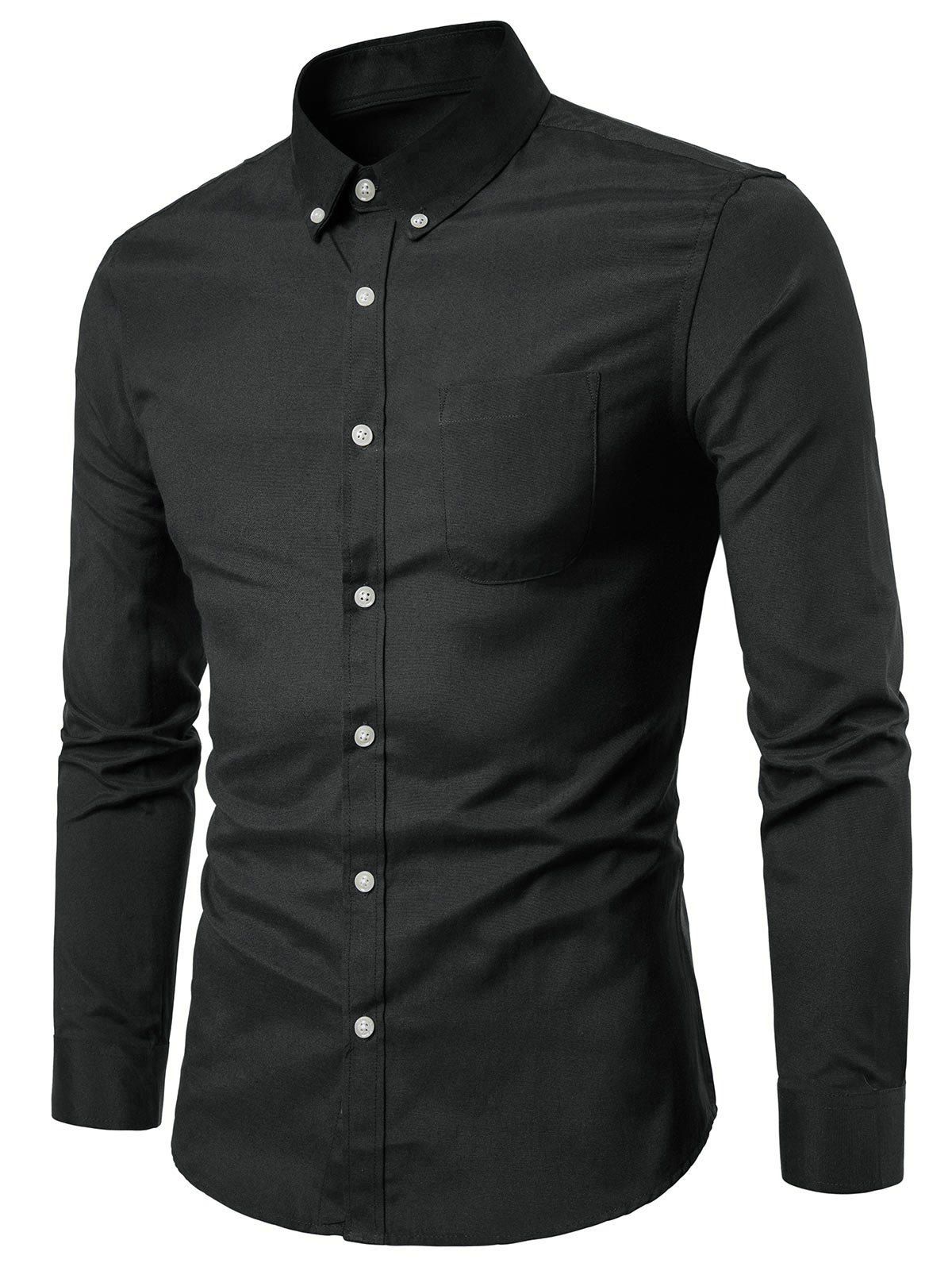 

Casual Solid Color Design Long Sleeves Shirt, Black