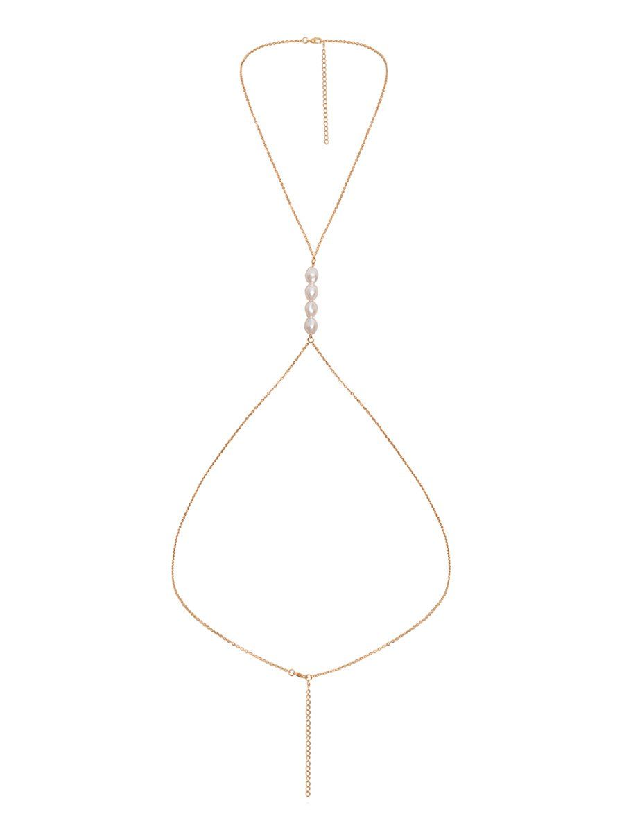 

Stylish Alloy Pearl Decorate Body Chain, Gold