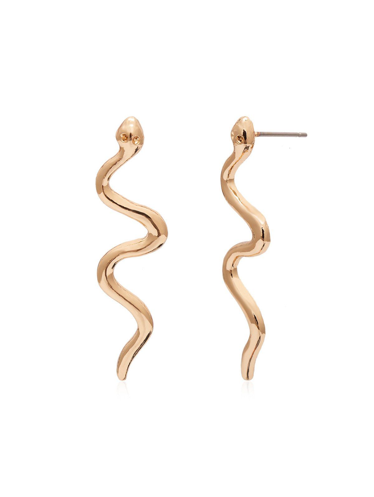 

Stylish Snake Shape Stud Earrings, Gold