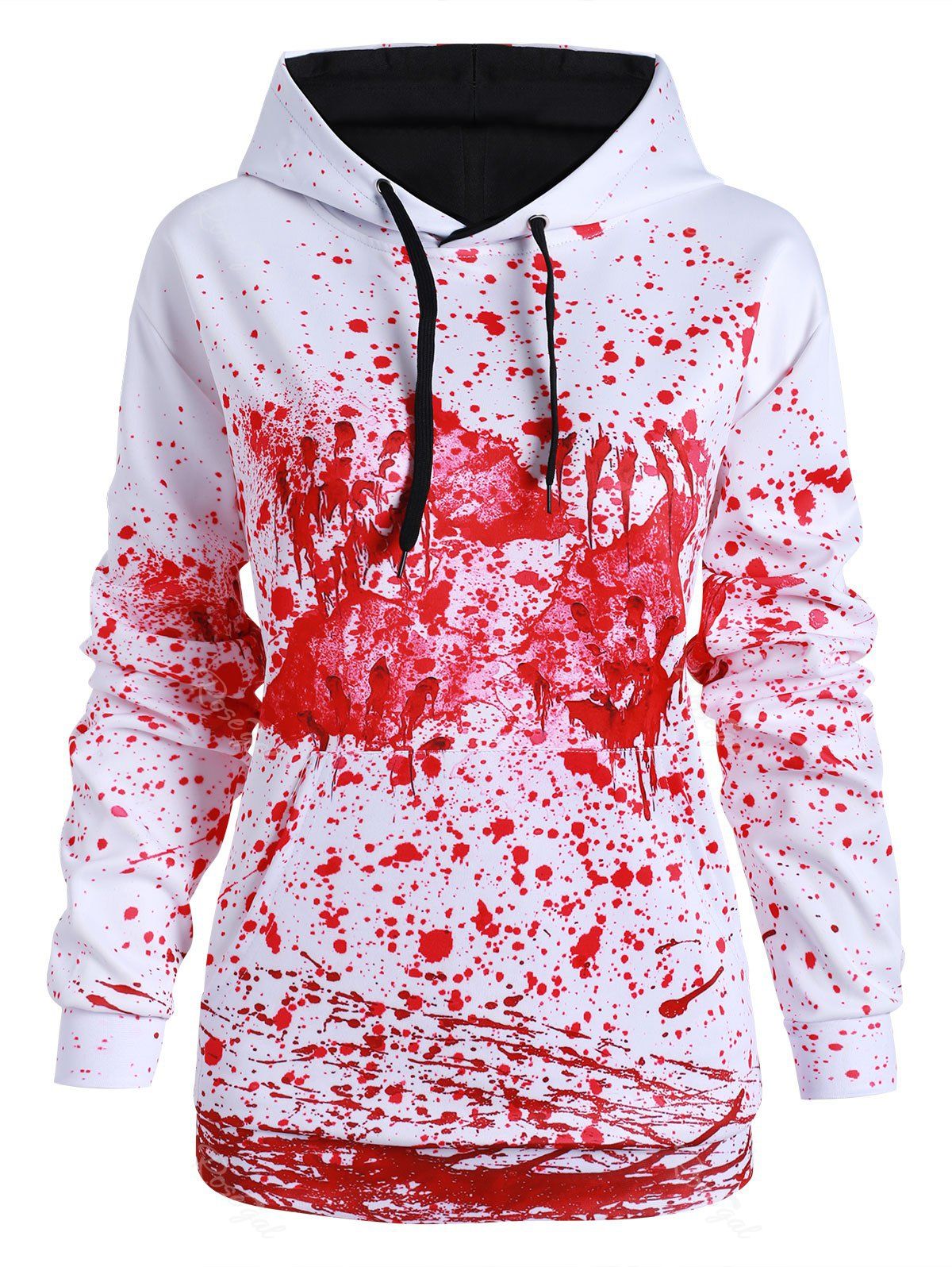 

Front Pocket Paint Splatter Blood Halloween Plus Size Hoodie, Multi-b