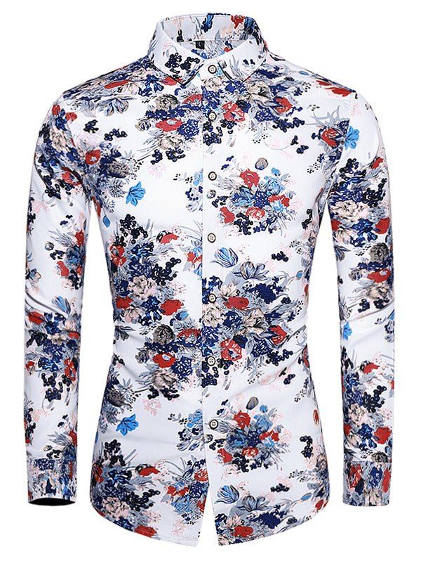 

Plus Size Floral Print Button Up Shirt, Multi