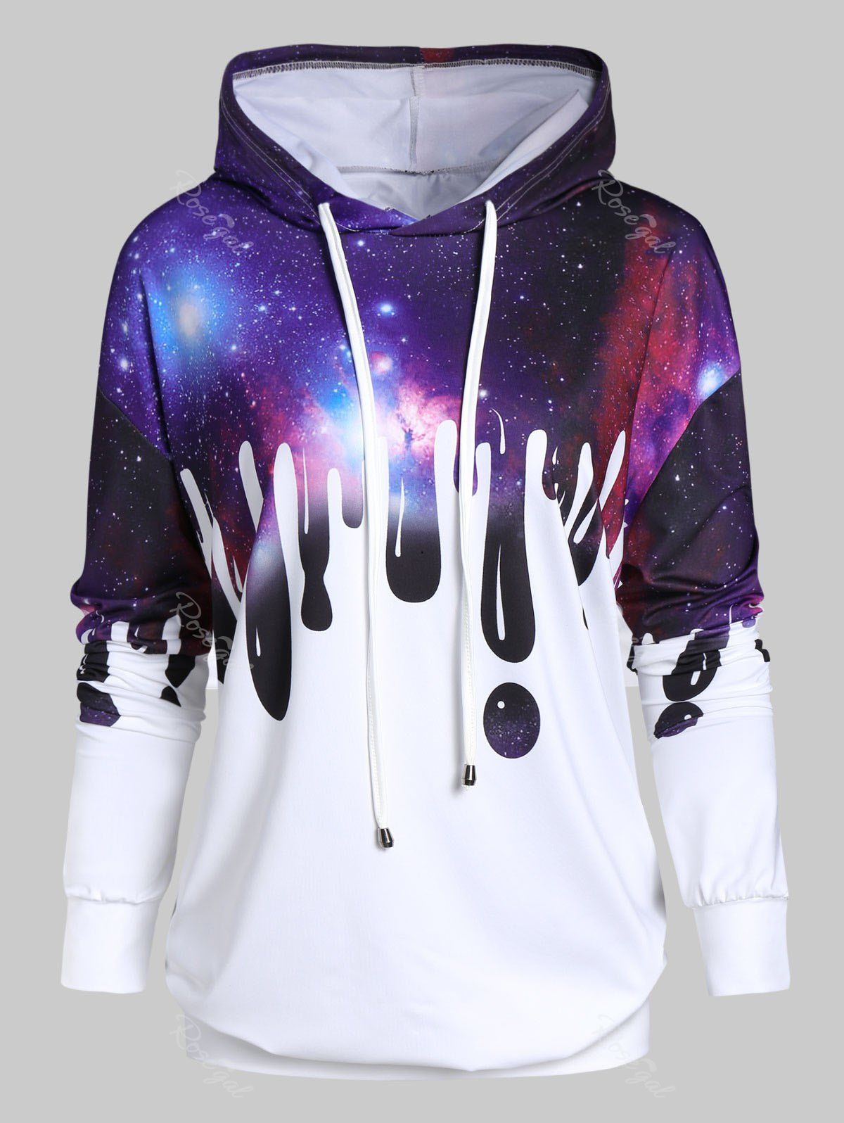 

Plus Size Printed Tunic Long Sleeve Hoodie, Multi