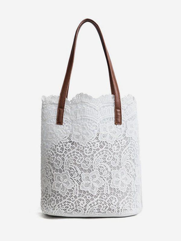 

Contrast Handle Lace Shoulder Bag, Milk white