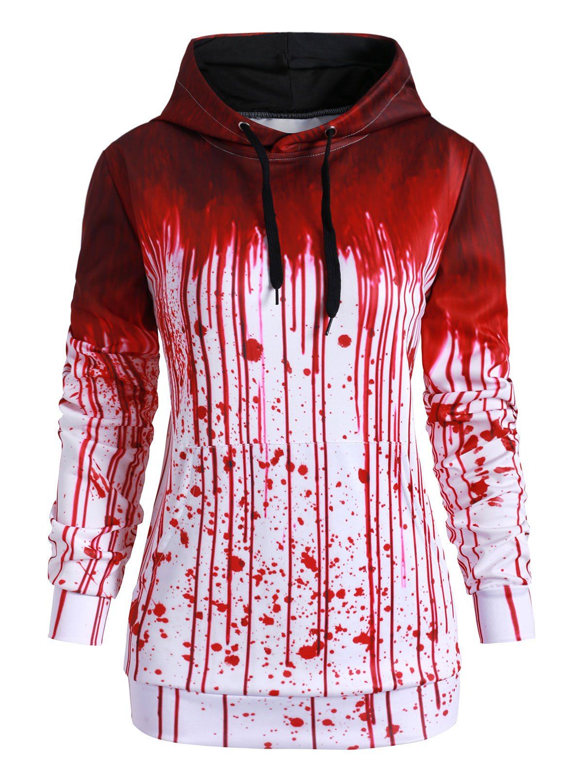 

Front Pocket Paint Splatter Blood Halloween Plus Size Hoodie, Multi-a
