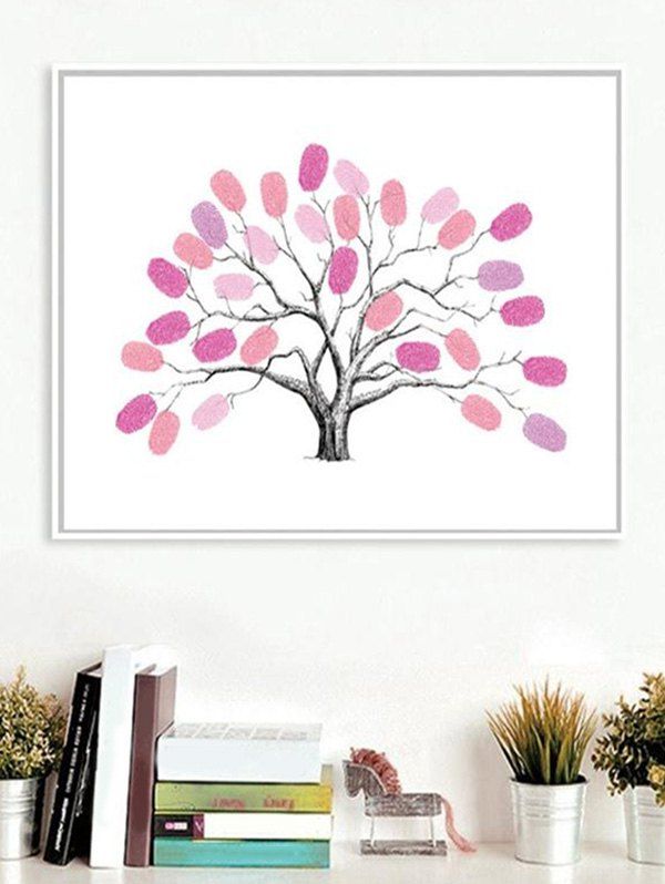 

Finger Graffiti Fingerprint Sign In Tree Print DIY Removable Wall Art Stickers, Rose red