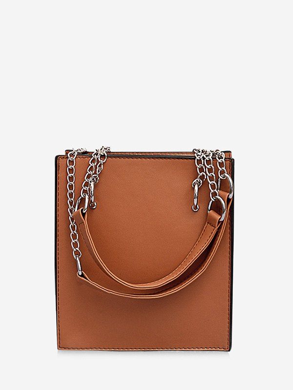 

Simple Faux Leather Shoulder Bag, Light brown